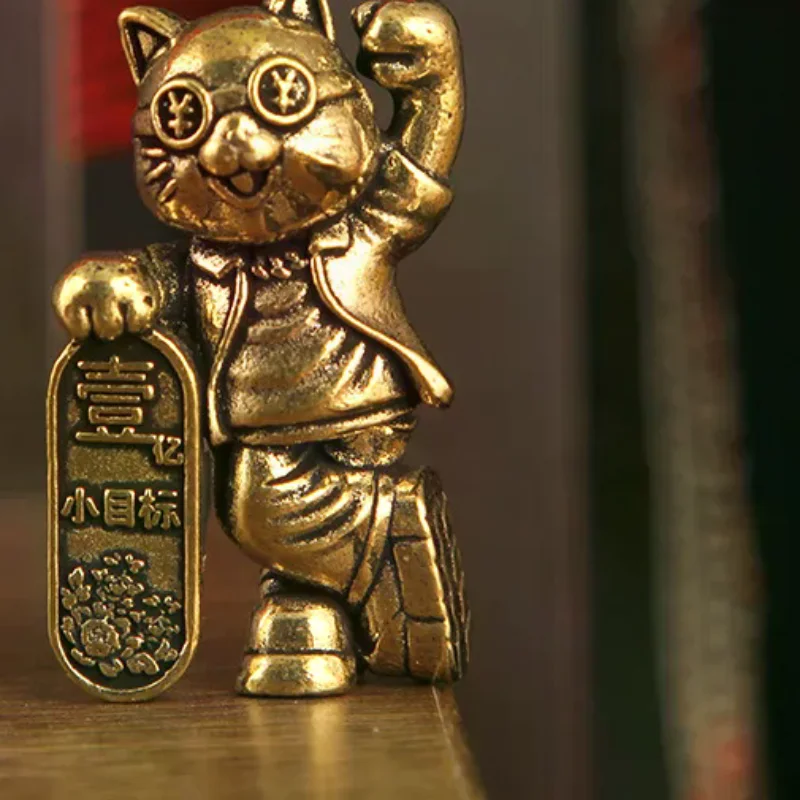 Cartoon Wealth Cat Figurine One Billion Money Attracting Lucky Cat Resin Desktop Office Home Decor Feng Shui Gift