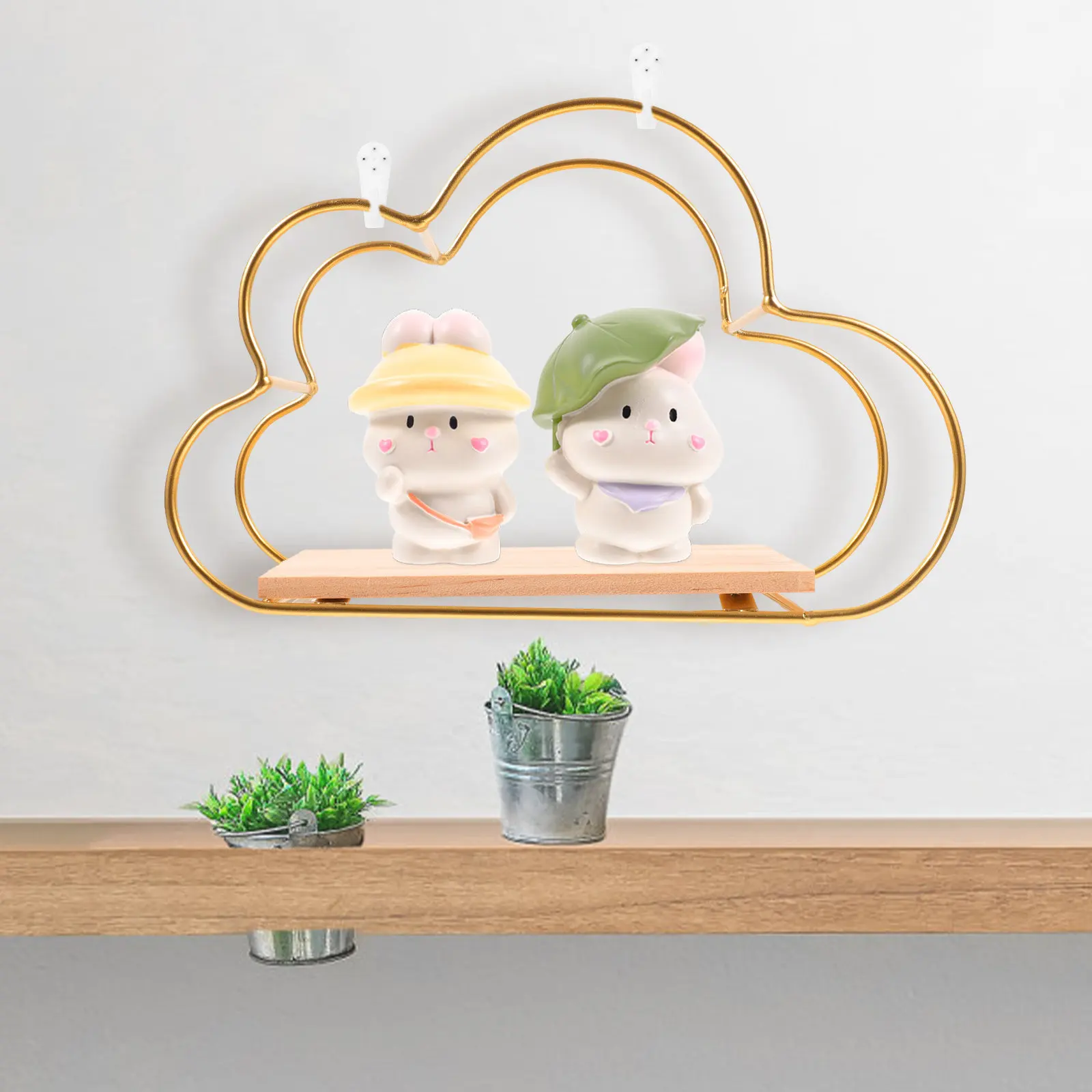 Floating Shelf Wall Mounted Cloud Shaped Display Storage Rack Large Capacity Sturdy Nordic Style Wall Decor Holder for Living