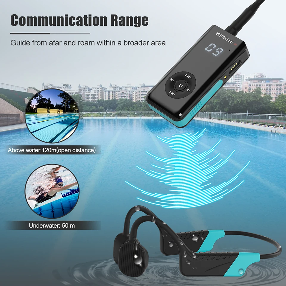 Retekess TT120 Tour Guide System Swim Coach Communicator Waterproof Bone Conduction Headphones for Swimming Training,SUP Surfing - Image 3