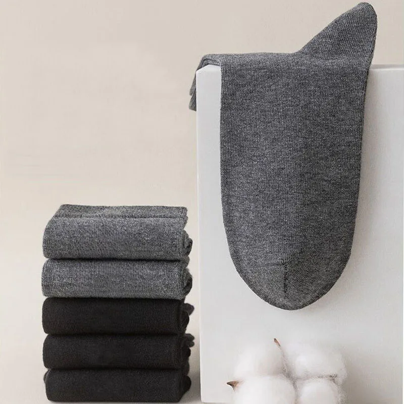 

5 пар мужских всесезонных хлопковых носков до середины икры с контролем влаги и запаха, удобные деловые носки