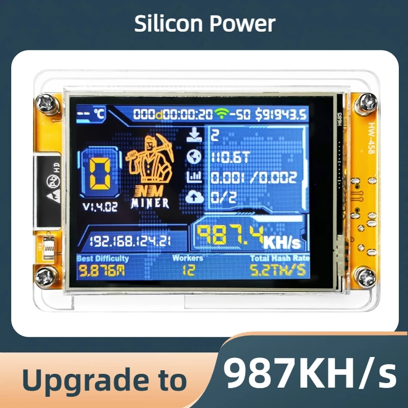 Bitcoin Lucky Miner for computer nerd Solo Lottery NMMiner Hashrate 987KH/s 2.8 inch Smart Display Crypto ESP32-2432S028R DROOM