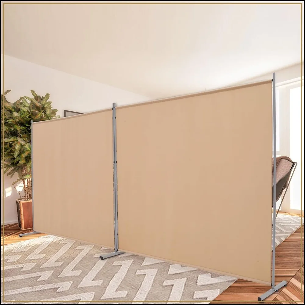 2 Large Panel Room Divider 142x71in Beige Portable Folding Privacy Screen for Bedroom Office Study