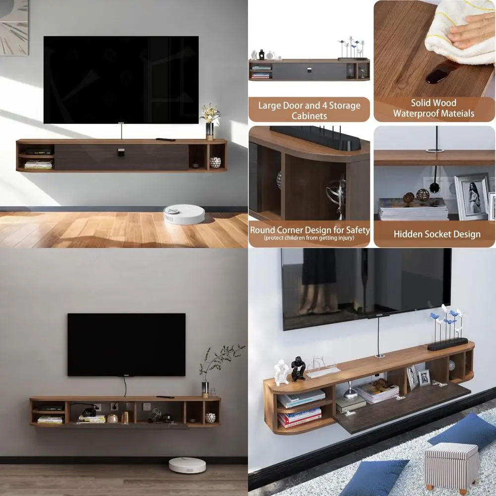 

Modern 70 Wall-Mounted Floating TV Stand with Entertainment Shelf