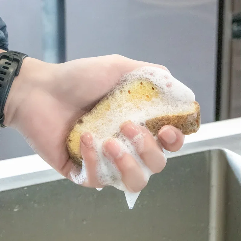 2 pezzi di spugne di pane vivide per la cucina interessante imitazione Toast spugna di lavaggio forniture da cucina gadget per la pulizia della casa