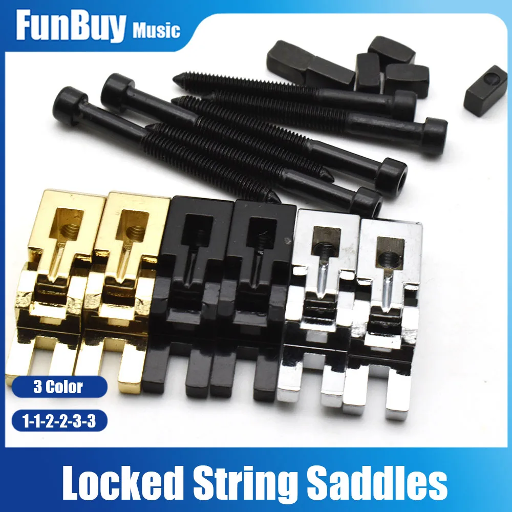 6pcs Electric Guitar Double Locking System Locked String Saddles Tremolo Bridge Black/Chrome/Gold