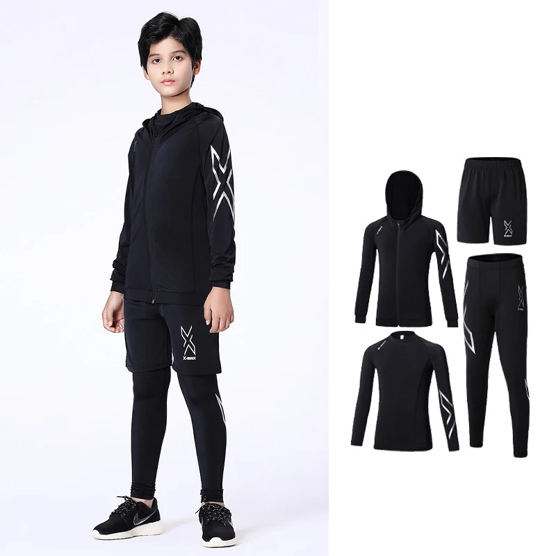 Kids Running Set Children Boy Girl Men Women Fitness Basketball Football Sport Hiking Skiing Thermal Underwear Suit Tracksuit 08