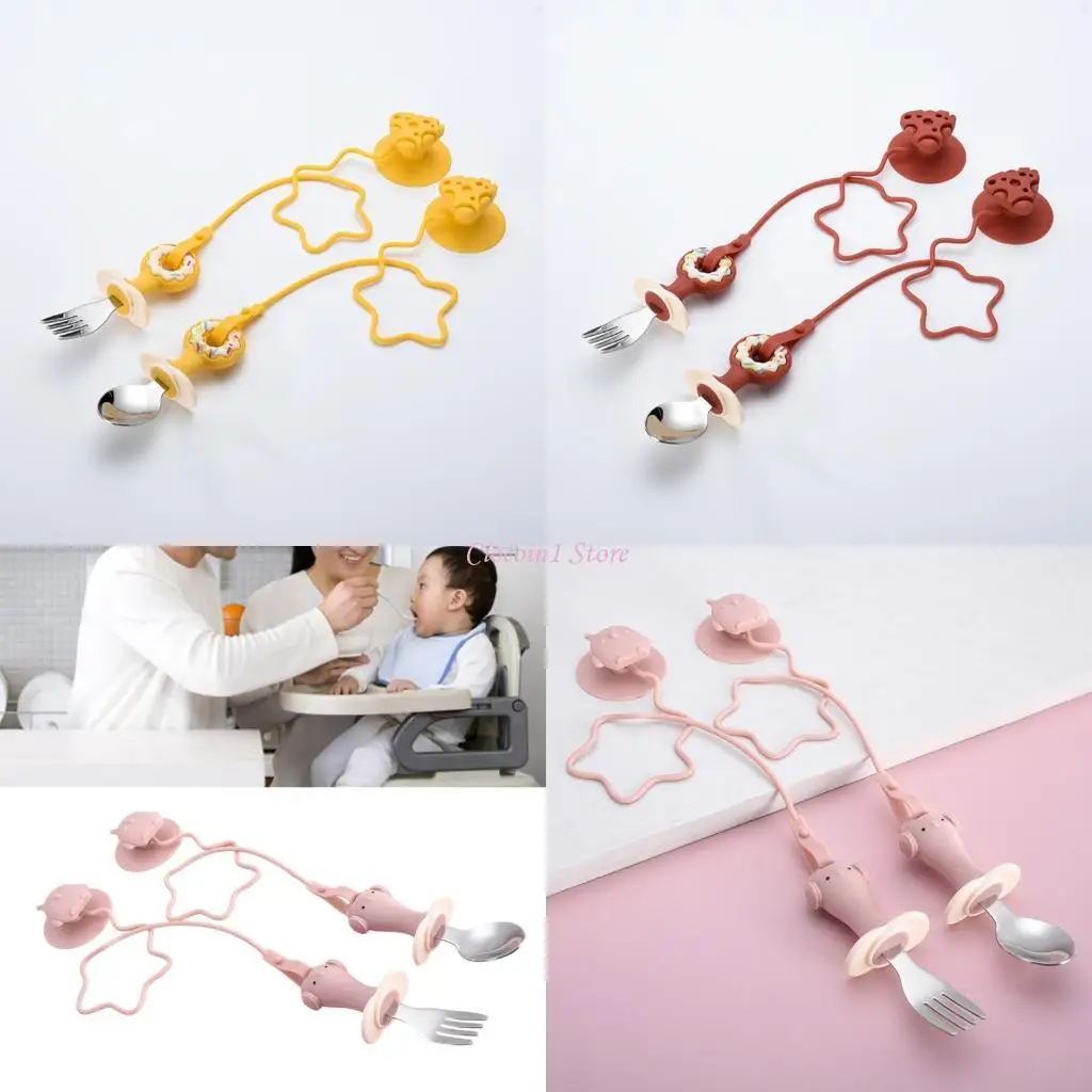 

Y1UB Toddler Training Utensils Suction Cup Base Short Handle Dishwasher Safe Daily