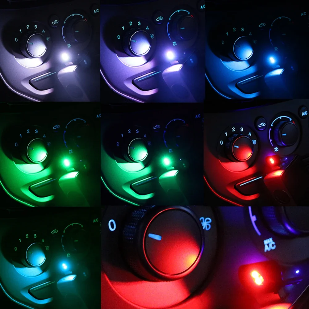 

USB-C Portable RGB LED Car Interior Lights High Brightness Creative Mini Type-C LED RGB Ambient Light 3W for Tesla Model S 3 X Y
