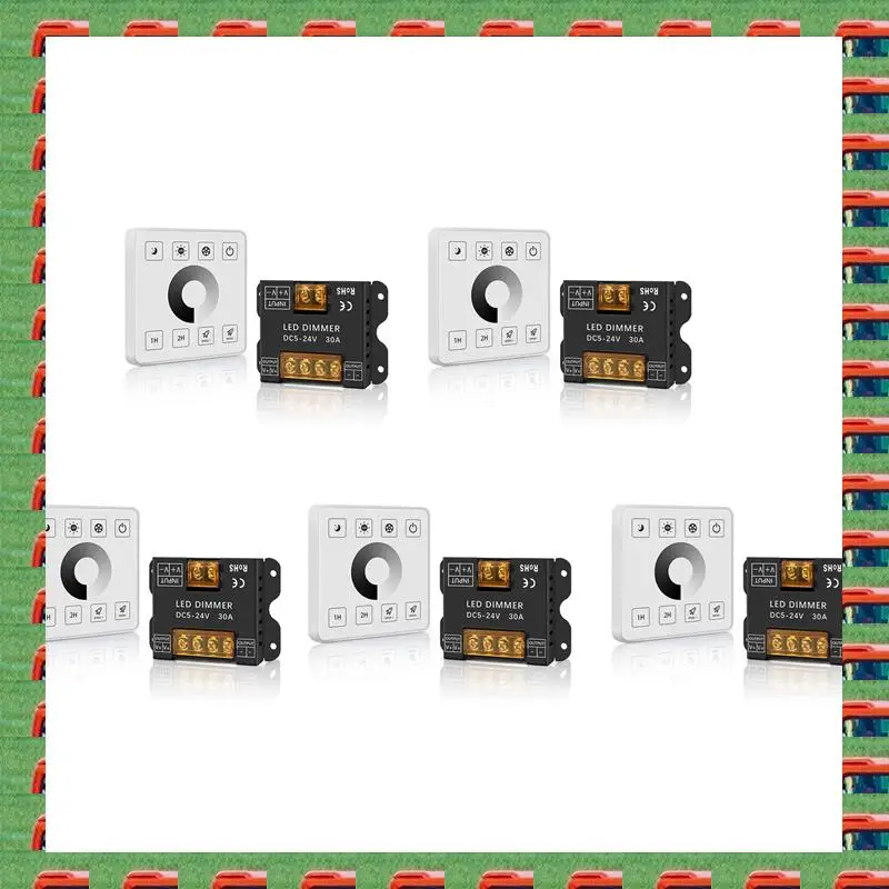 

ABMO 5X RF Wireless Wall- Mounted Touch Panel Dimmer Control For DC5-24V 30A Single Color LED Strip Lighting
