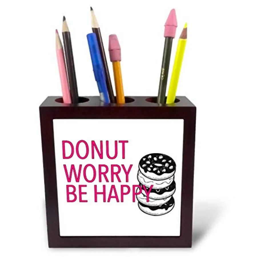 

Tile Pen Holder - Donut Worry Be Happy Pink - 5-inches ph_307411_1