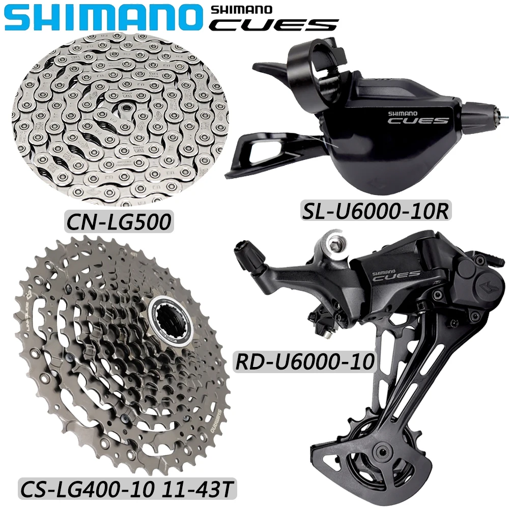 

SHIMANO CUES U6000 10 Speed Derailleur Groupset MTB Bike LG300 LG400 11-43T/48T Cassette CN-LG500 Chain Original Bicycle Parts