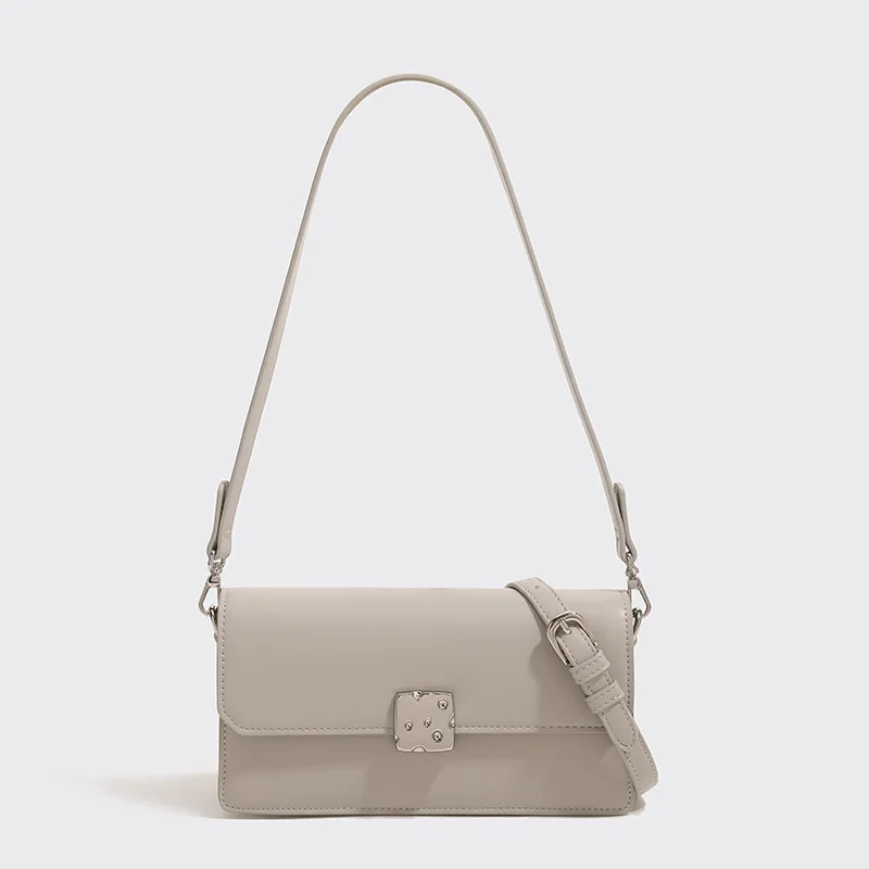 Maxdutti Fashionable Soft Leather Underarm Bag 2023 French Bag Women Office Ladies Single Shoulder Messenger Bag Small Square