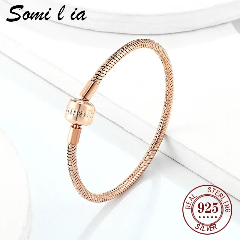 925 sterling silver bracelet with spherical pendant beads and snake chain for women's classic temperament bracelet