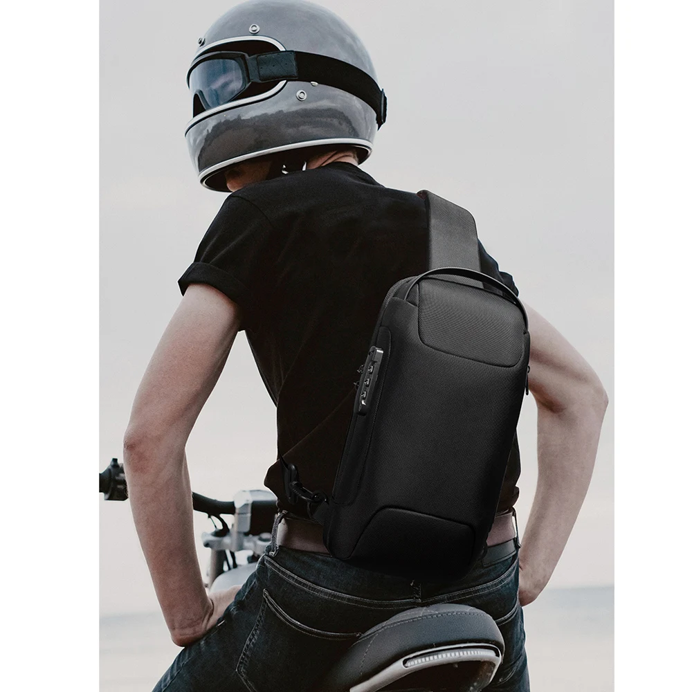 Fashion Men\'s Bag Shoulder Bag Multifunction Anti-theft Waterproof Male Crossbody Bag Casual Short Trip Chest Pack USB Charging