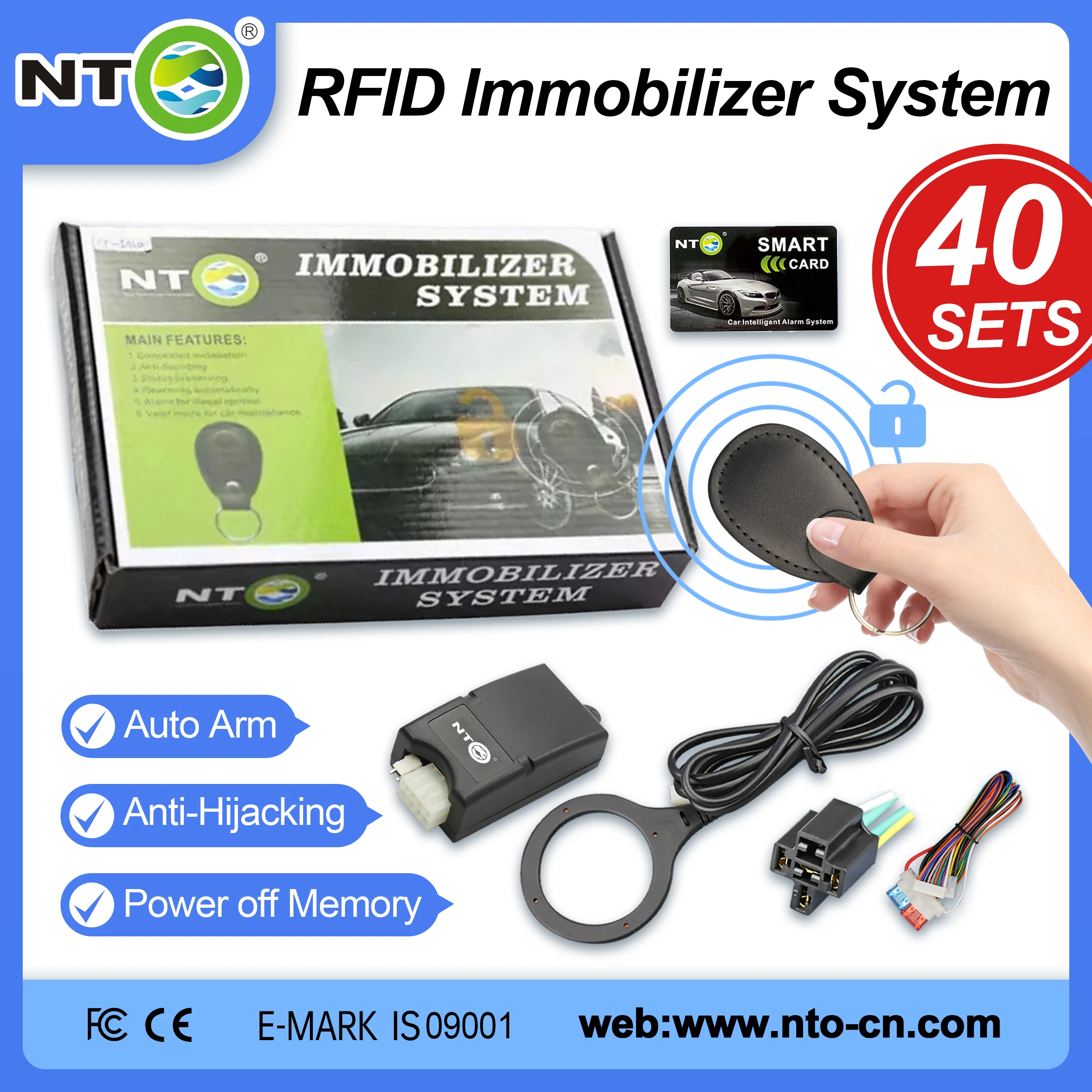 40 SETS NTO Rfid Car Immobilizer System Bypass Vibration Auto Car Bypass Engine Oil Cut Engine Lock Car Alarm Immobilizer