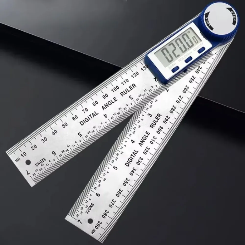 2 in 1 Digital Angle Finder High Accuracy Portable Protractor Digital Stainless Steel 360 Degree Metal Square Home Renovation