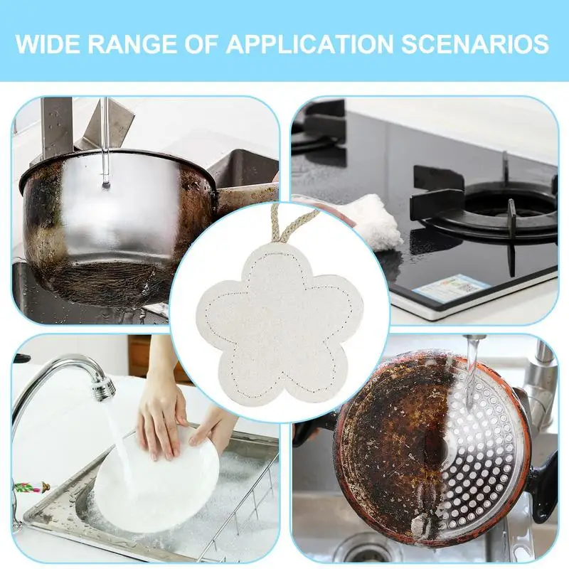 Loofah Dish Sponge, Eco Scrub Scourer, esponja de lavagem de louça sem riscos, ecológico para panelas e panelas, limpeza de cozinha
