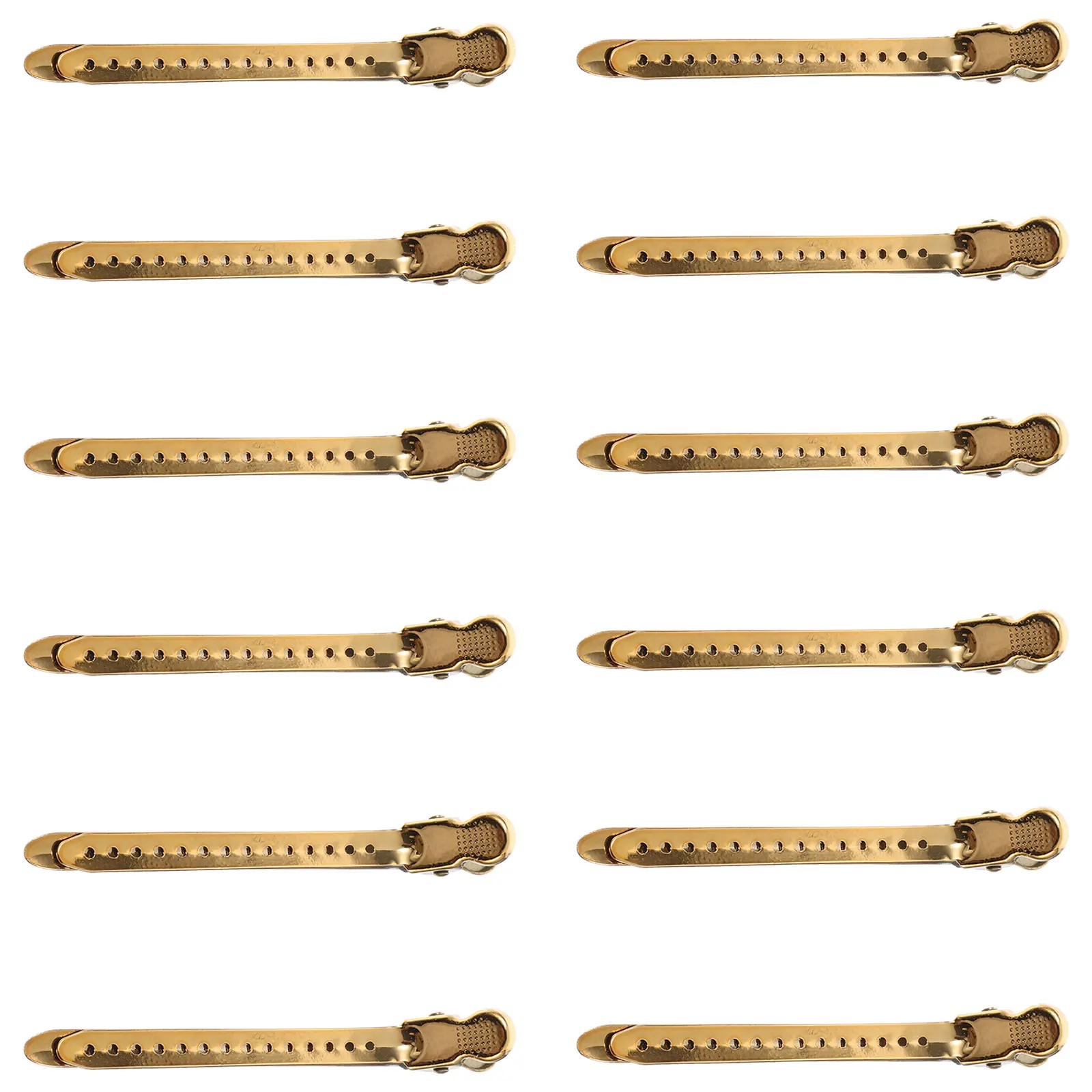 

12pcs 9.5Cm Golden Duckbill Hair Clips Stainless Steel Section Clamps For Hair Coloring Styling Washing Face Portable Durable