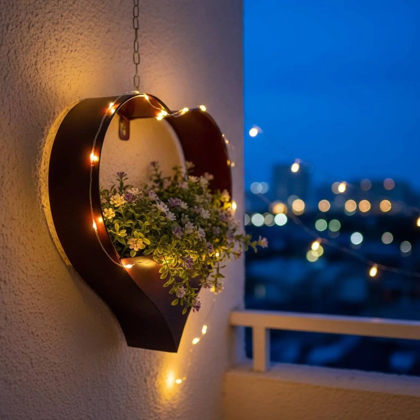 Heart Shaped Metal Planter Wall Mount Iron Flower Pot Rustic Hanging Cactus Holder Heart Shaped Plant Basket for Living Room view 5