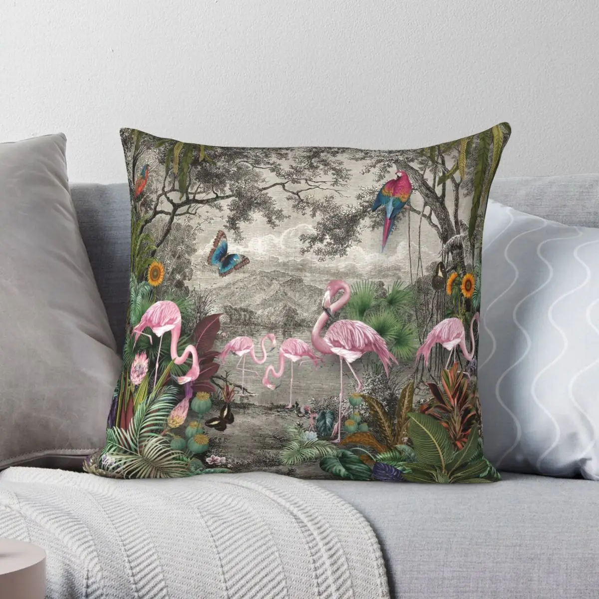 

Yeartext My Spiritual Gems Flamingo Pillowcase Polyester Linen Velvet Creative Zip Decor Pillow Case Home Cushion Cover