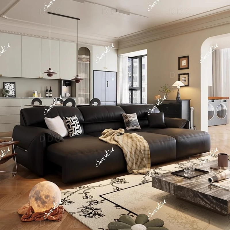 

Electric multi-functional medieval style living room straight row sofa bed simple modern small apartment