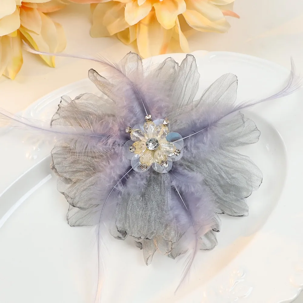 Handmade Mesh Feather Flower B - огляд і ціна Crystal Mesh Fabric