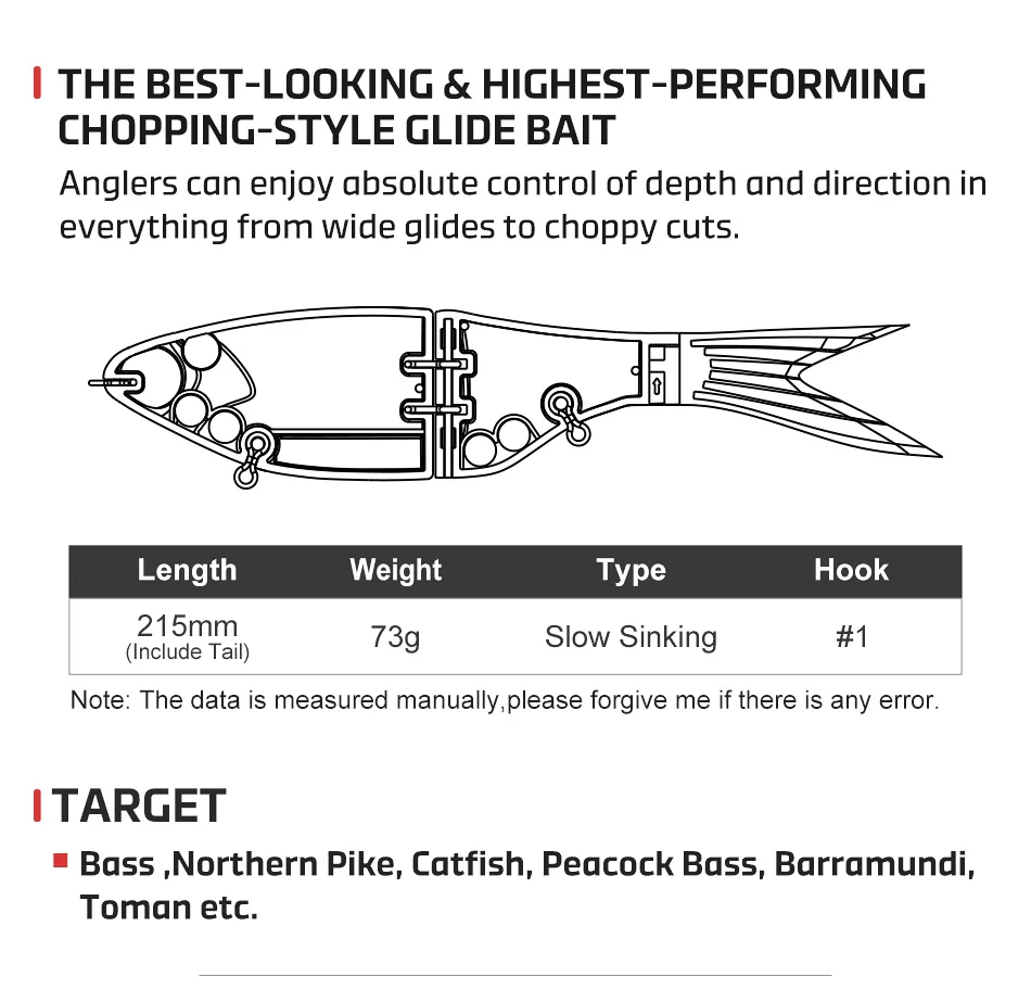 Nr.: 215 mm 73 g Amata Glide Swimbait-Köder, langsam sinkende Silikon-Wobbler für Hecht, Bass, Shad Glide, Swimbait-Angelköder – Detail 3