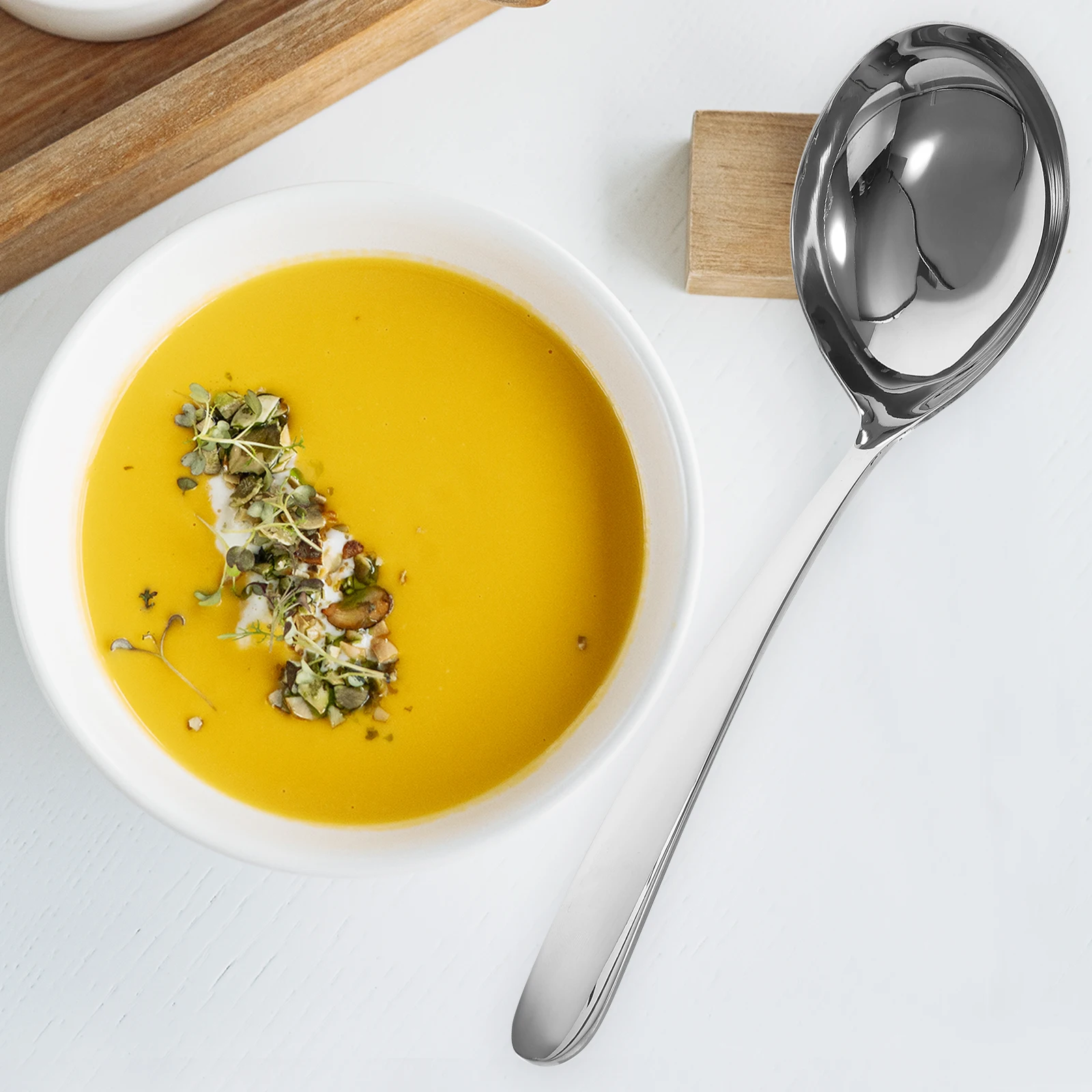 

Stainless Steel Serving Spoon Large Soup Ladle For Hot Pot Kitchen Utensils Buffet Restaurant Use Cooking Spoon