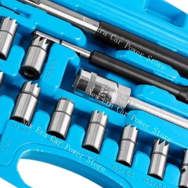 

17PCS Fuel Injector Cleaning & Repair Tool Kit, Valve Seat Reamer Set for Car