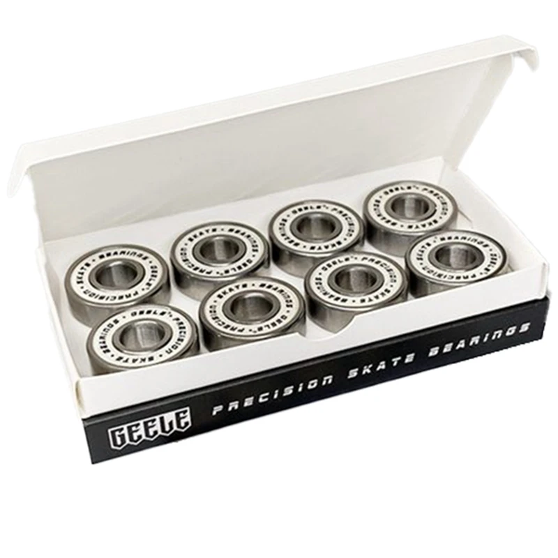 Geele 8Pcs Skateboard Bearings for Skateboard Longboard Inline Pulley Turntable Silver