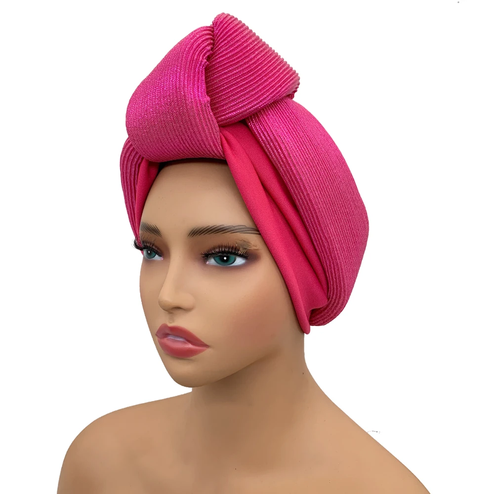 Fashion Women\'s Head Wraps African Lady Turban Hat Knoted Headtie Wedding Party Headwear Nigeria Auto Geles