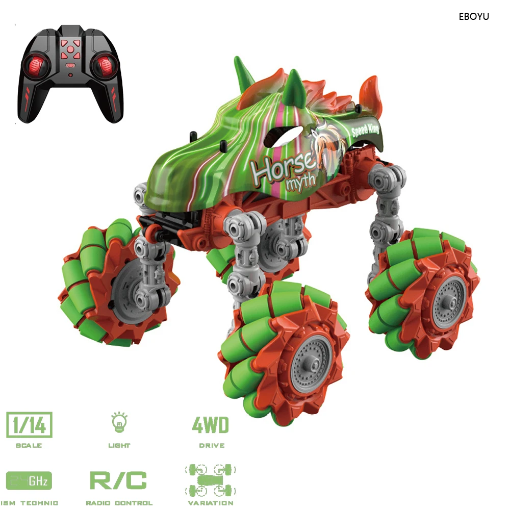 

EBOYU ZD2304 RC Drift Car 100 Mode Poses 2.4G 4WD Dinosaur Stunt Car Double Sides Flip DIY Deformation Monster Trucks Gift Toys