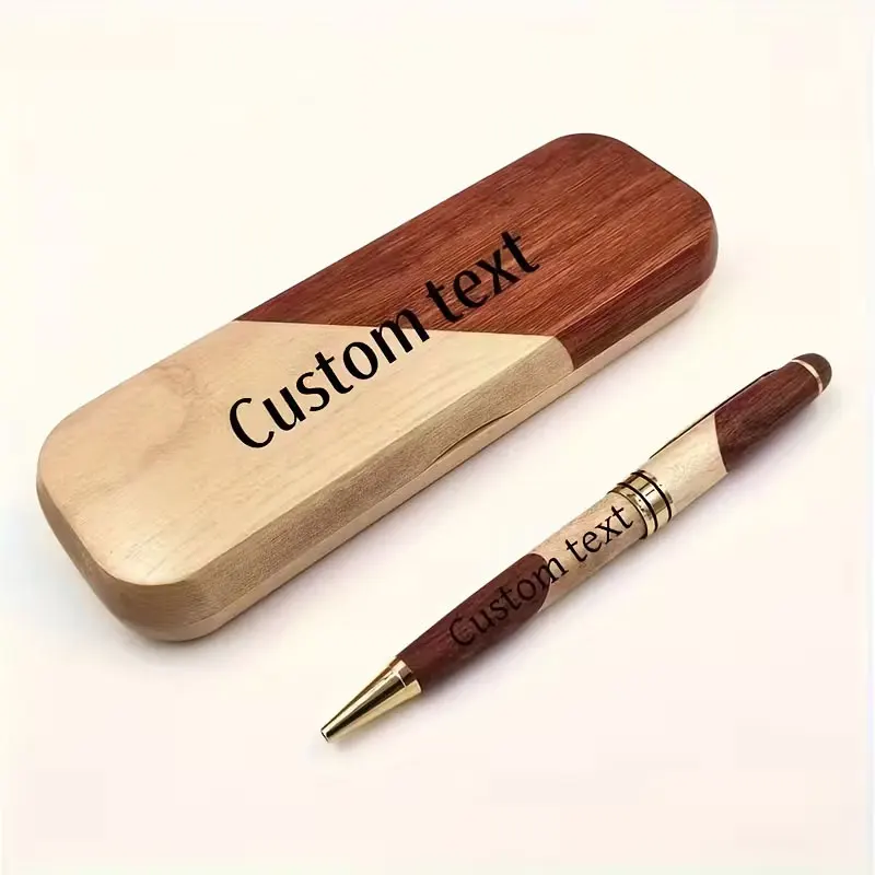 Personalized Custom Engraving Luxury Handmade Wooden Ballpoint Pen Set with Gift Box - Can Engrave Logo, Name, Inspirational Quotes, Elegant Gift for Both Men and Women, High-End Writing Instrument Suitable for Christmas, Halloween, Valentine's Day, the Start of School Season, Teacher's Day, and Business Collaboration Gifts.