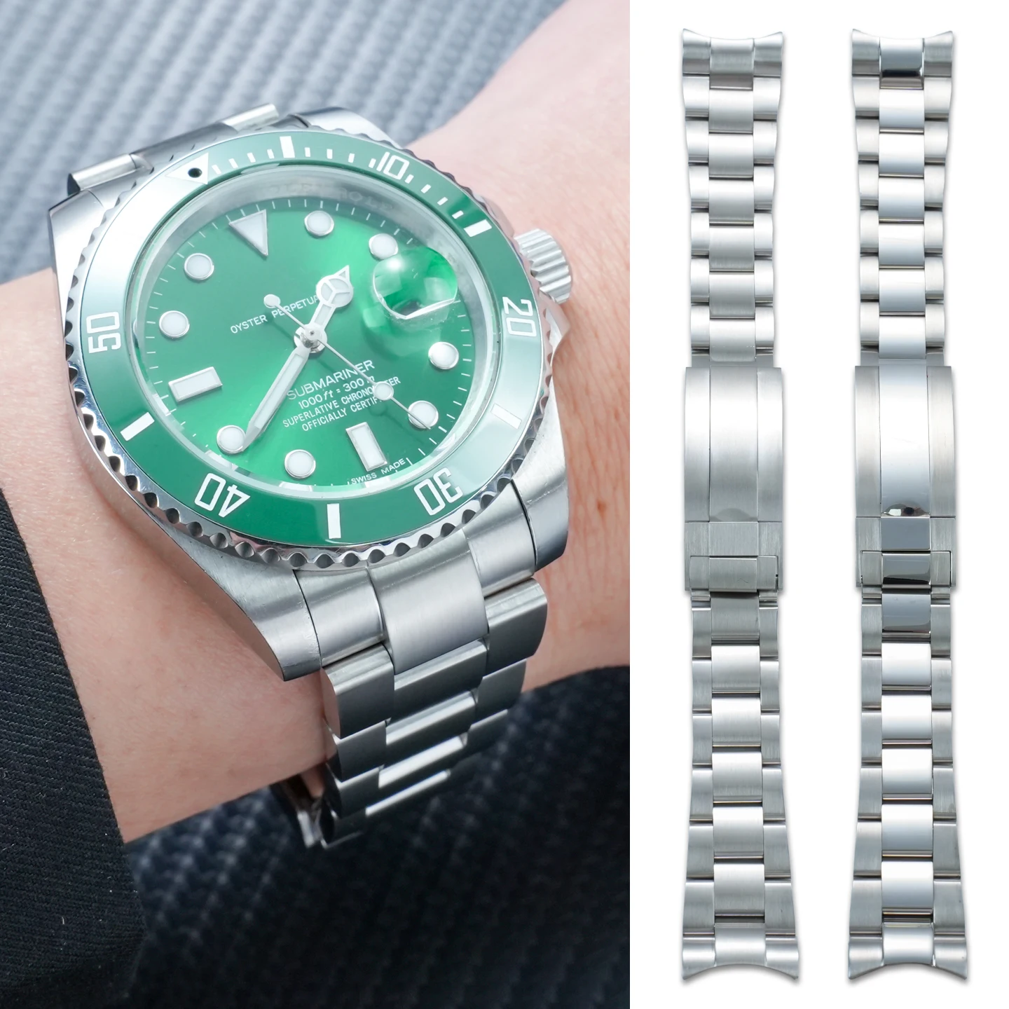 For Rolex Submariner Daytona  Yacht-Master GMT 20mm 21mm Arc Stainless Steel watch band strap Glide Lock Clasp watch Accessories
