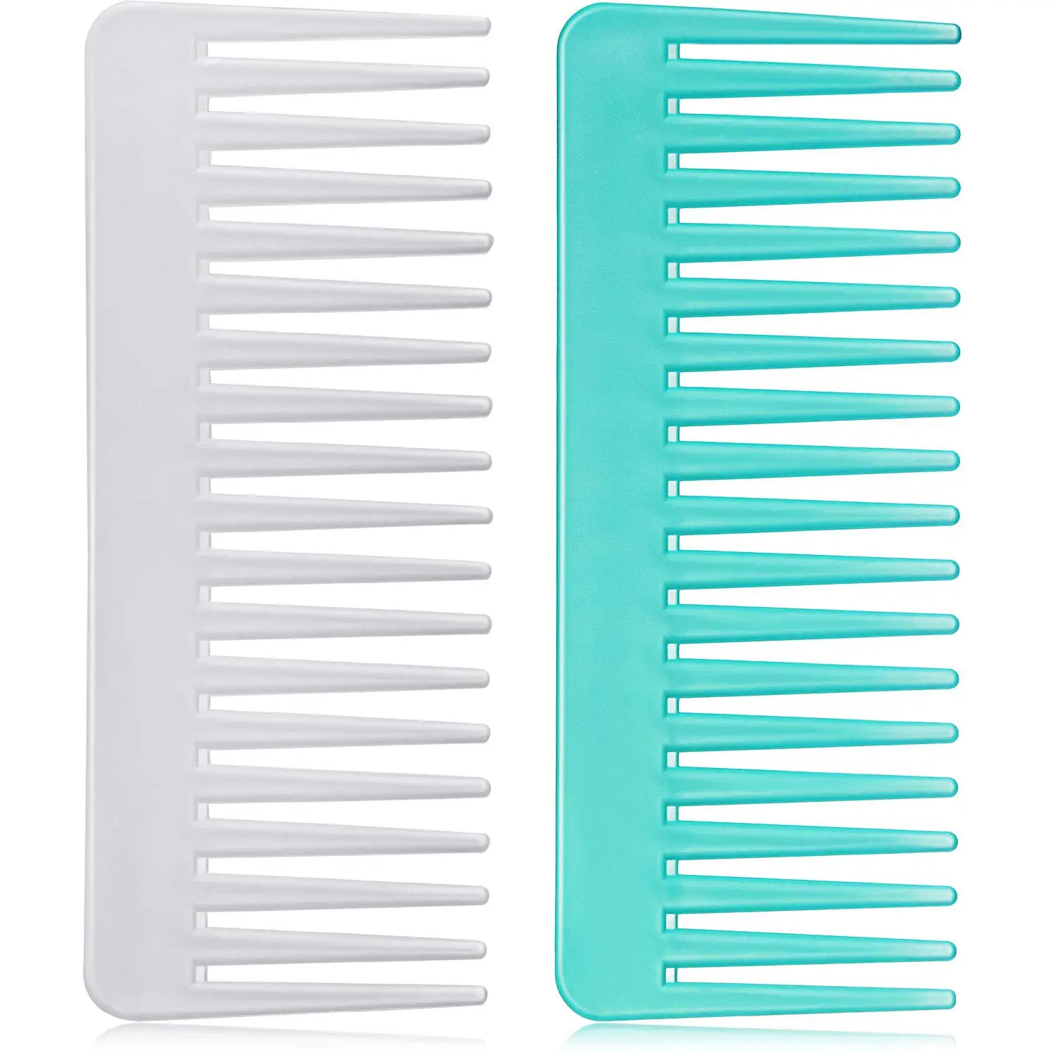 

Wide Tooth Comb for Curly and Wet Hair, Anti-Static Detangling Comb, No Handle Design, White or Cyan