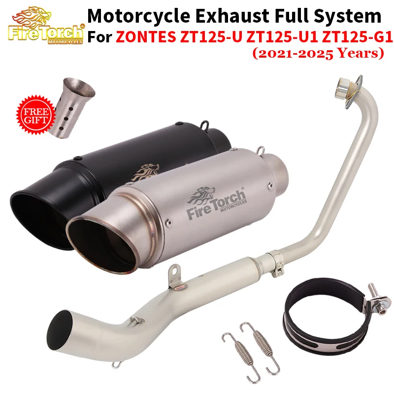 

Slip On For ZONTES ZT125 U1 G1 Z1 Z2 2021-2022 Motorcycle Exhaust System Modify Catalyst Front Link Pipe With Muffler DB Killer