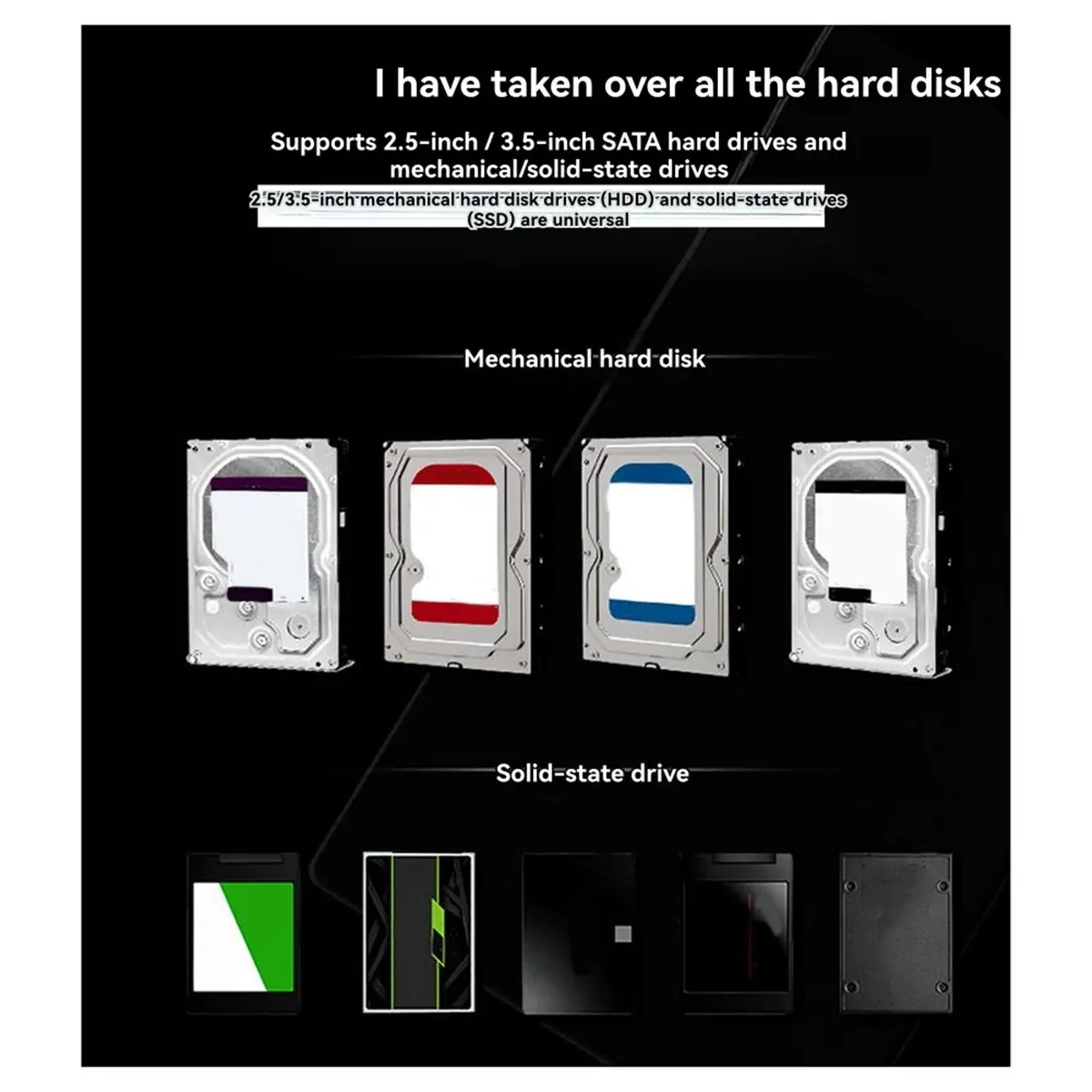 [VALUE PACK]2.5/3.5Inch SAS/SATA HDD SSD Disk Case for SAS SATA Hard Drive Enclosure SATA to TypeC3.1 HDD Storage Box EU Plug
