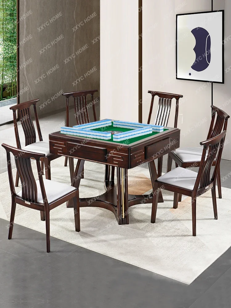 Mahjong Machine Mahjong Table Dining Table Dual-Use Automatic Household Solid Wood Stone Plate Round Table