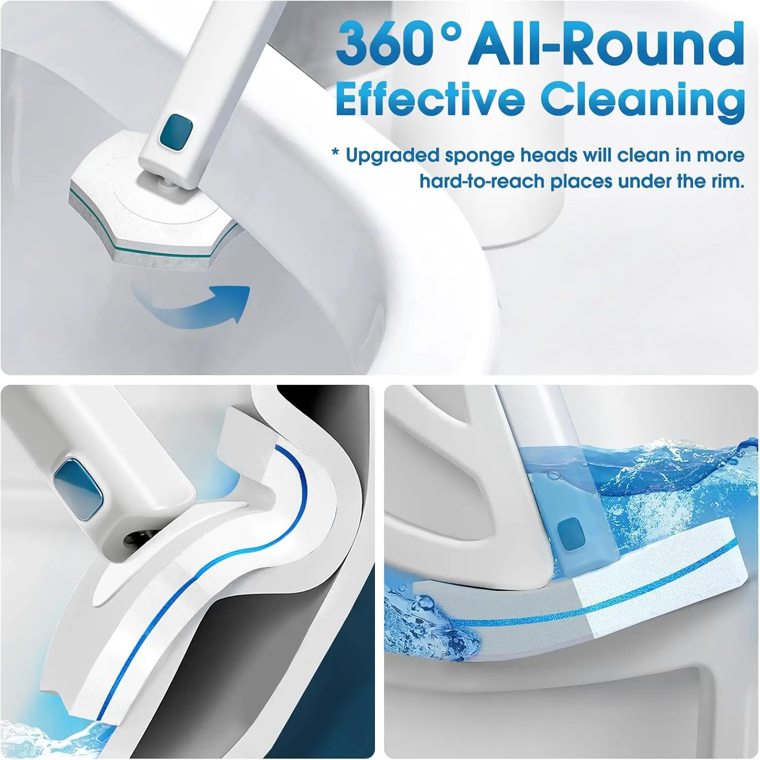 Disposable Toilet Brush Refills 32 Count - Deep Cleaning Pads with Sponge Head for Toilet Bowl view 2