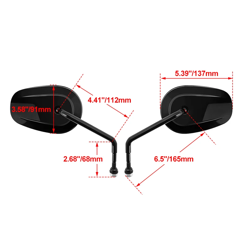 8MM Helle Schwarz Hinten Rück Ansicht Seite Spiegel Für Harley Für Yamaha Für Honda Für Suzuki Spiegel Für Motorrad zubehör
