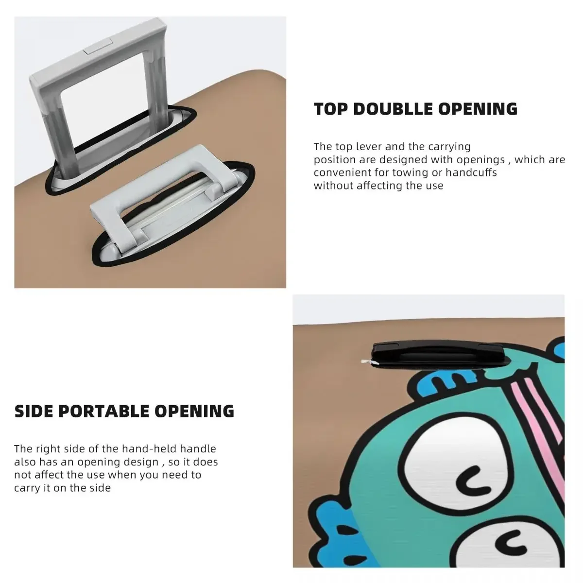 Protección de viaje divertida personalizada de la caja del equipaje del estiramiento de la vacaciones de la cubierta de la maleta de Hangyodon