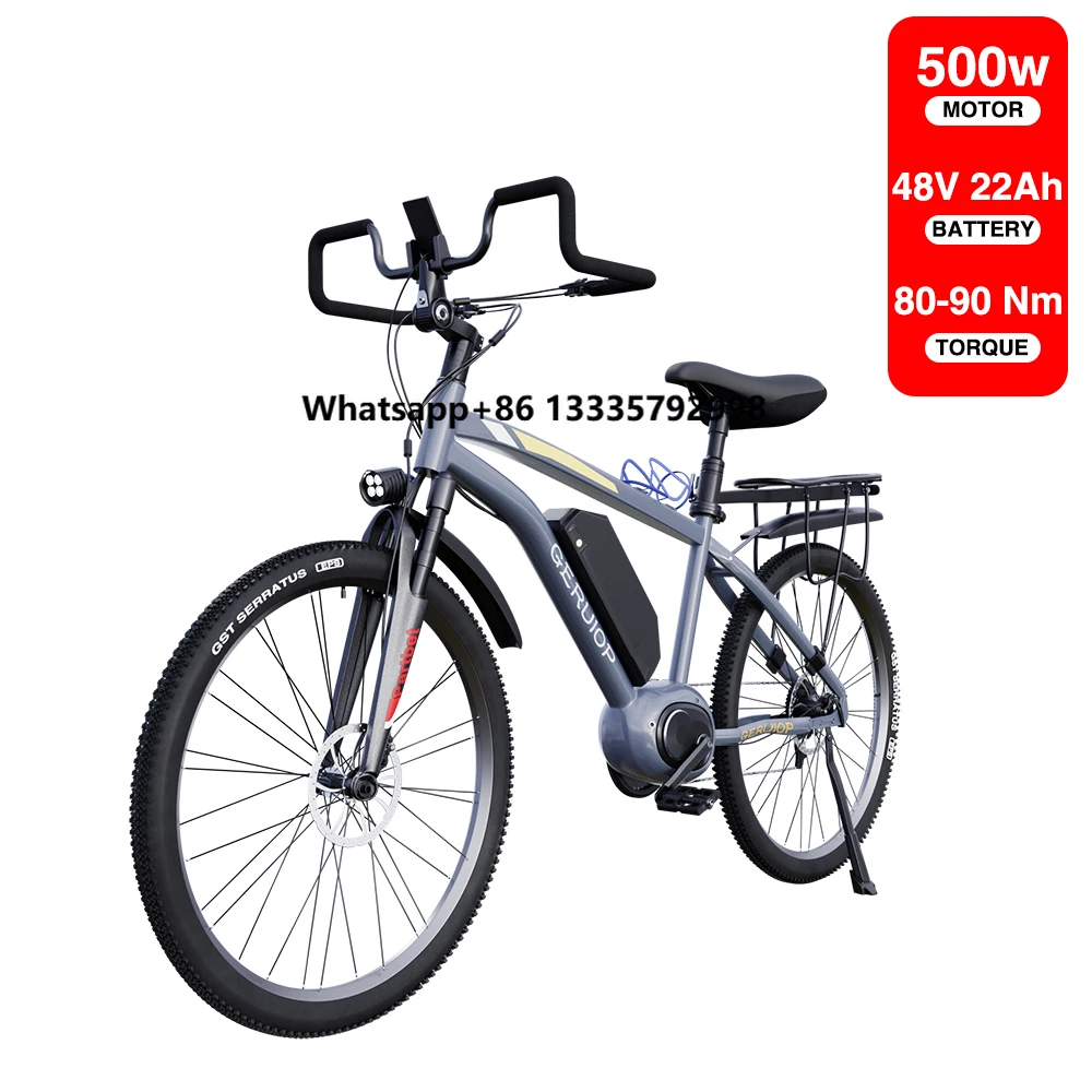 

500W 48V 22Ah Mid Drive Pedal Assistant Central Moto 27.5*1.95 Long Range Aluminum Alloy Frame Multifunctional Electric Bike