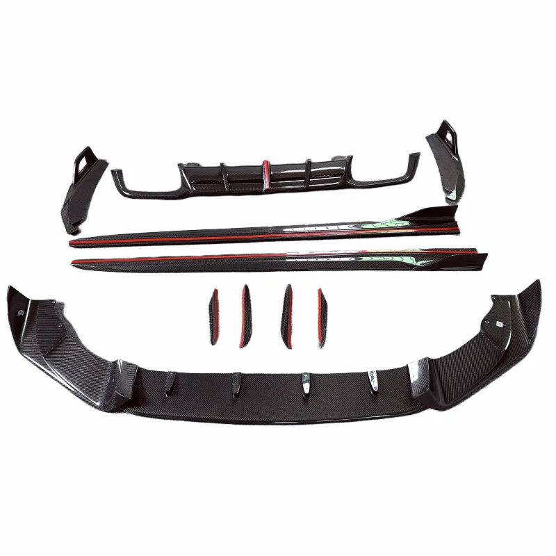

True Carbon Fiber AE Style Front Bumper Edge Side Skirt Rear Diffuser for 19-23 Year BMW F98 X4M F97 X3M Body Kit
