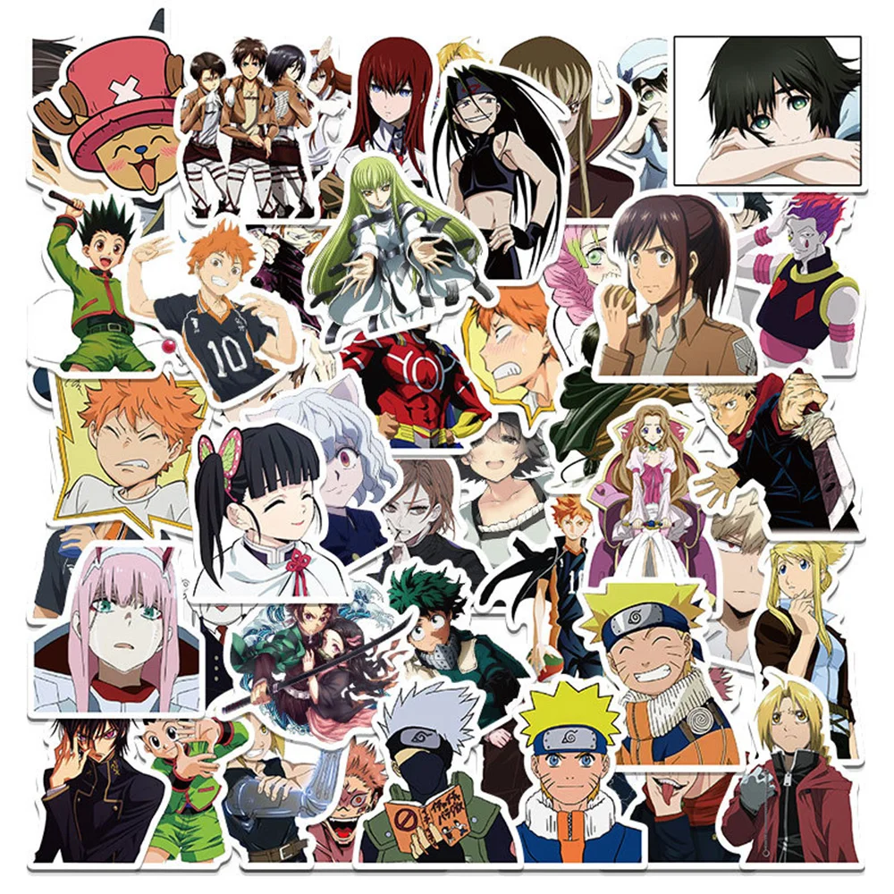 10/30/50/100pcs Mixed Anime Cartoon Stickers Jujutsu Kaisen Attack on Titan Sticker Luggage Phone Laptop Cool Decals Decoration