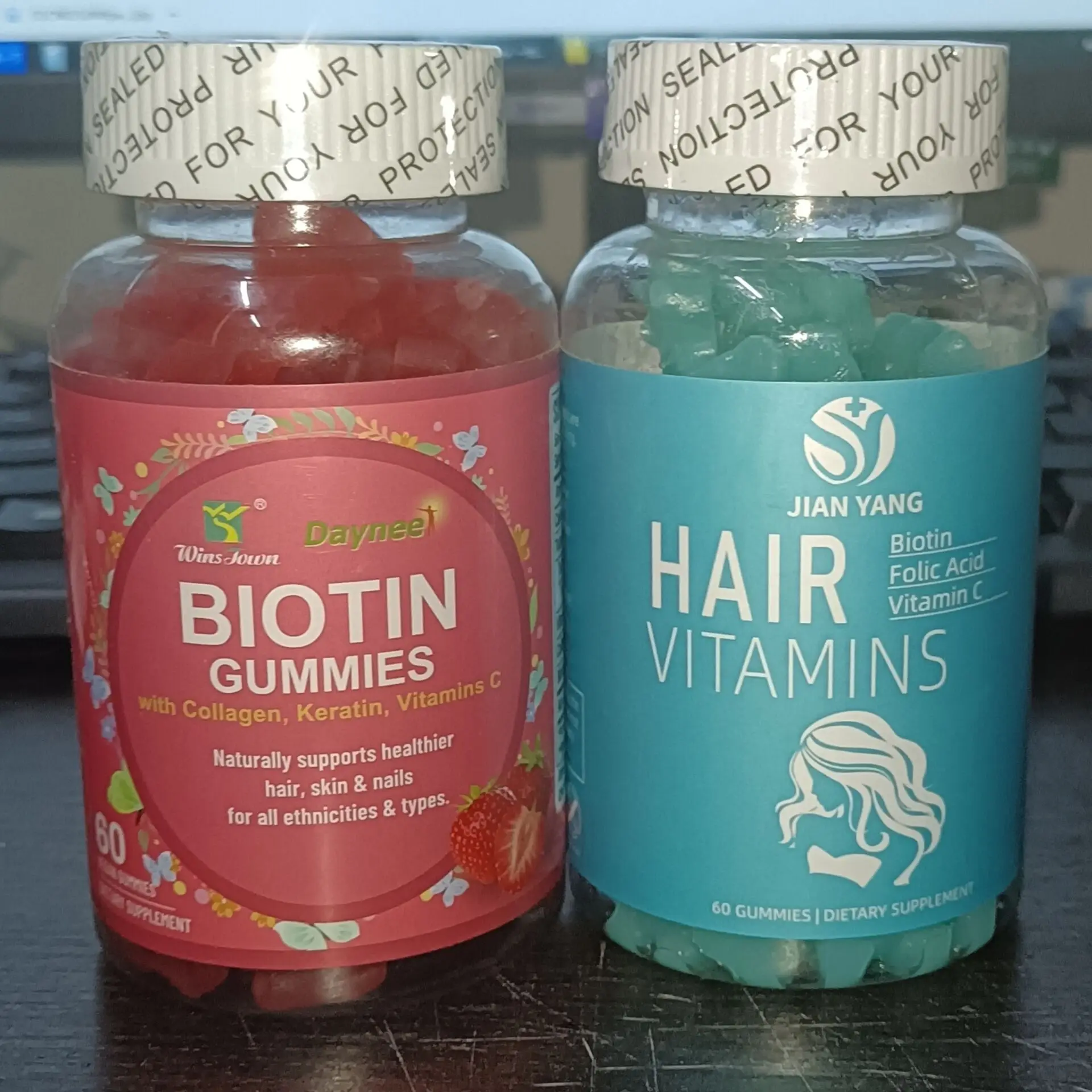 2 bottle Hair gummies for hair care volume skin nail growth biotin gummies promoting nutrient absorption improving skin health