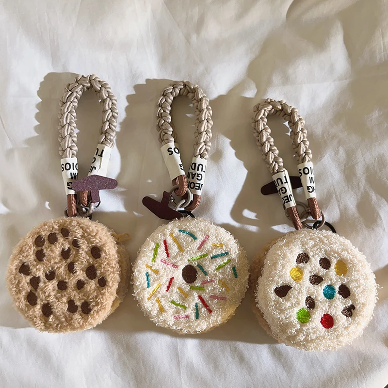 

Trendy Fuzzy Colorful Donut - Mini Coin Purse Charm, Short Wrist Strap for Phone Case/CCD, Cute Fun Accessory for Students