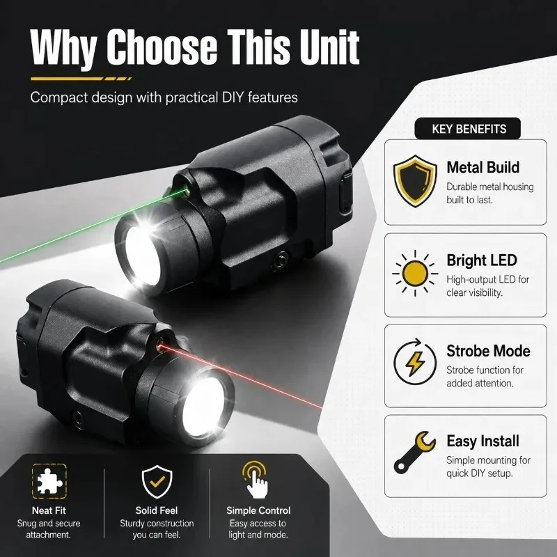 Under‑Mounted Strobe LED Lamp Module, Metal Construction, for 20MM Rail DIY Hobby Part
