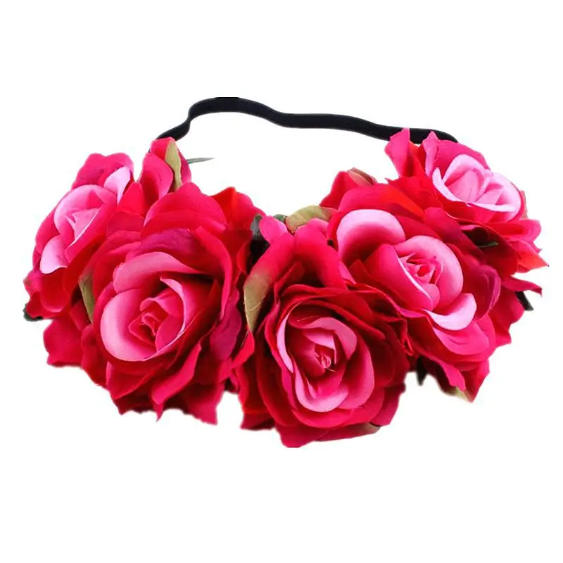 Party Beach Rose   Headband Hairband Floral Garland Wreath DIY Flower Crown Bridal Headpieces Birthday  Wedding Festival