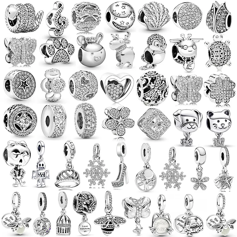 New 925 Silve Plated Diamond Pendant Animal Snow Flower Charm Beads For Pandora DIY Necklace Bracelet Jewelry Accessories Gift