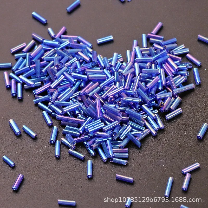 5g 2x6mm Colorful Bugles Glass Beads Bugles Loose Spacer Seed Beads for Needlework Jewelry Making DIY Garments Accessories